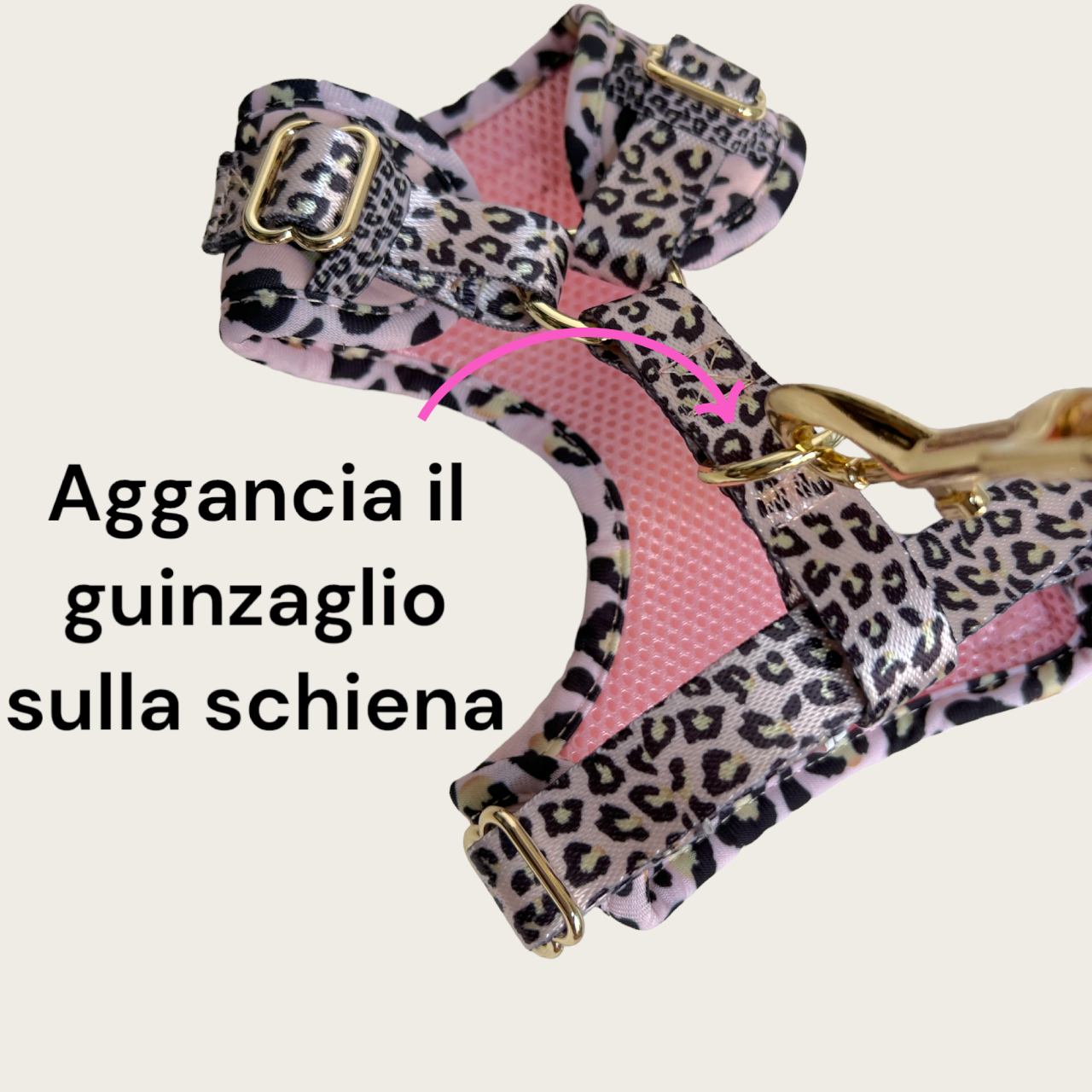 Pettorina ad H Regolabile Lux Leopard - Fuori taglia