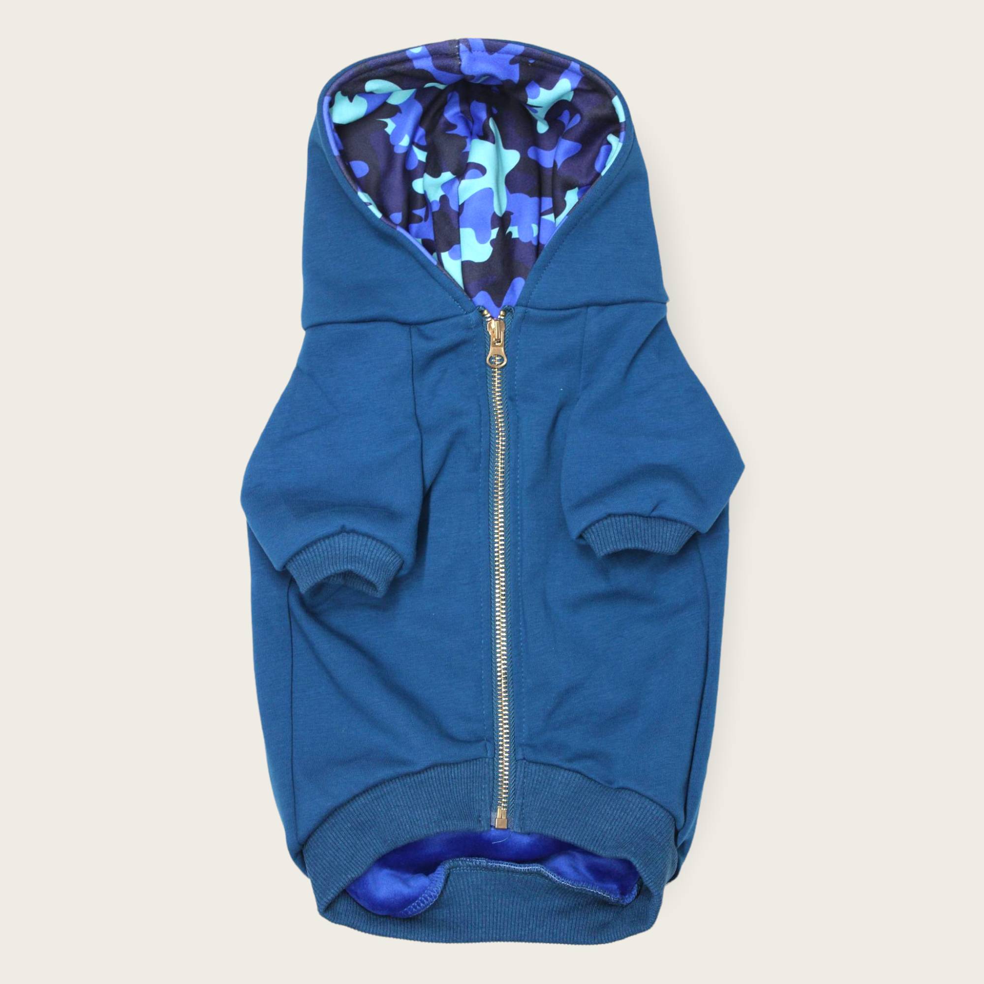 Sudadera para perros Camo Azul, para perros pequeños y medianos - Piggy Pet