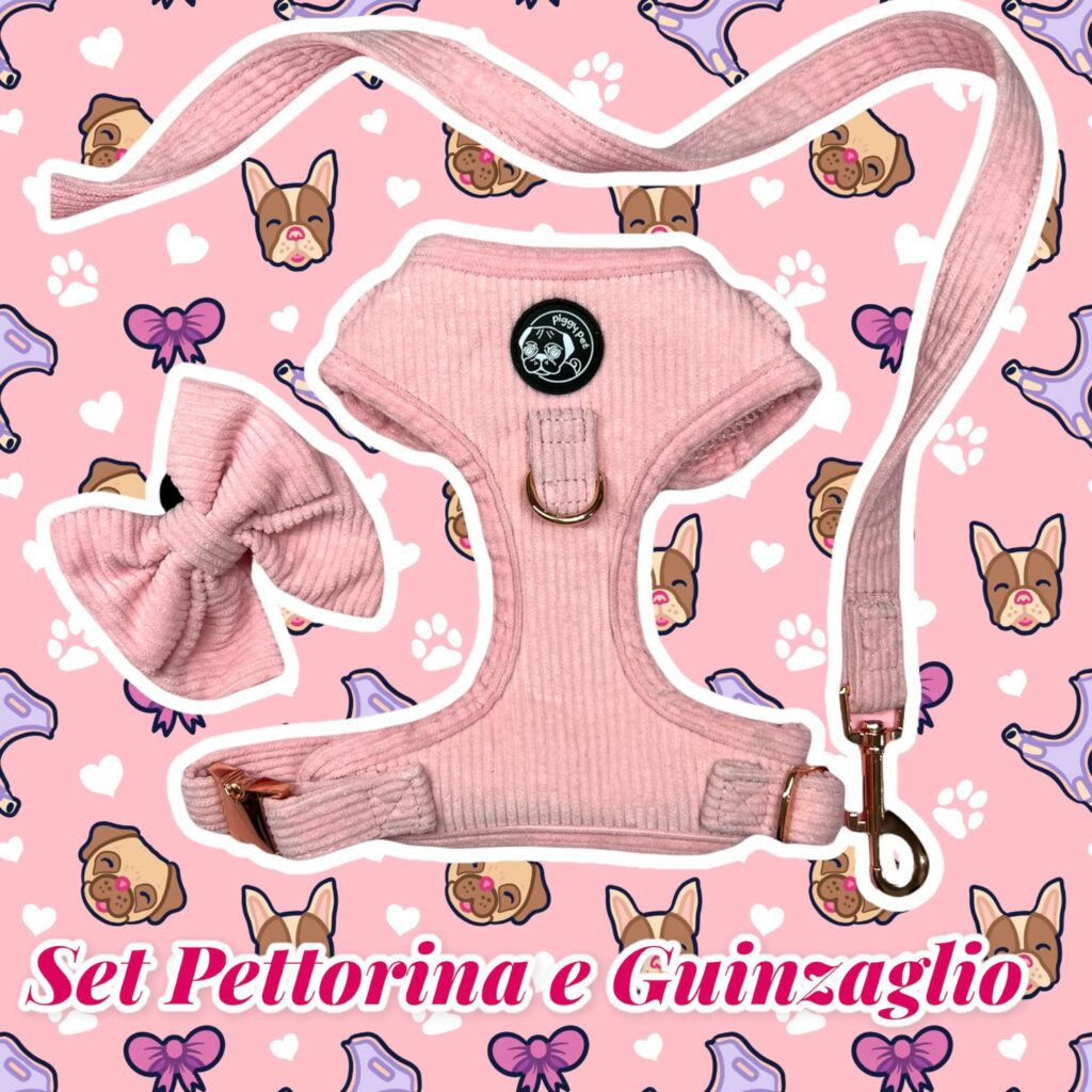 Pettorina ad H Regolabile Luxury Velvet - Pink