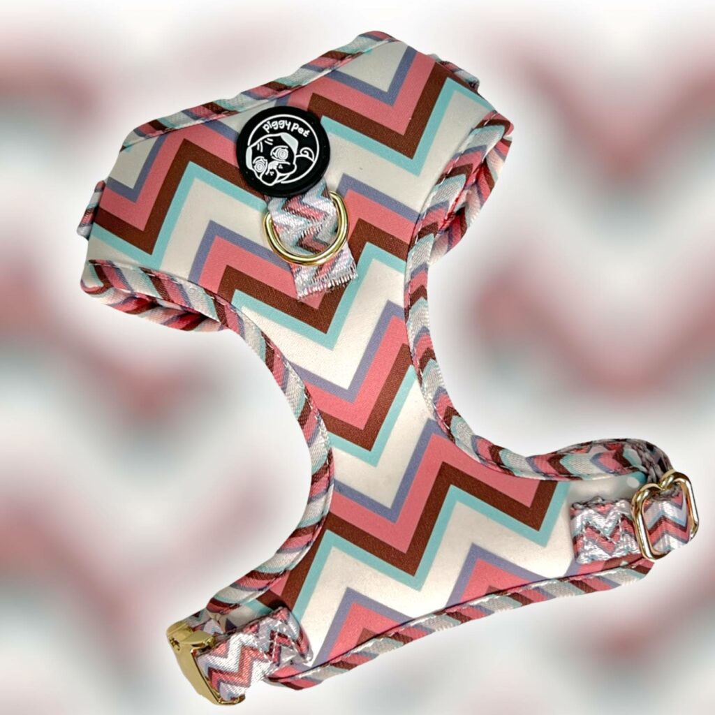 Pettorina ad H Regolabile Glam in Lines Pink