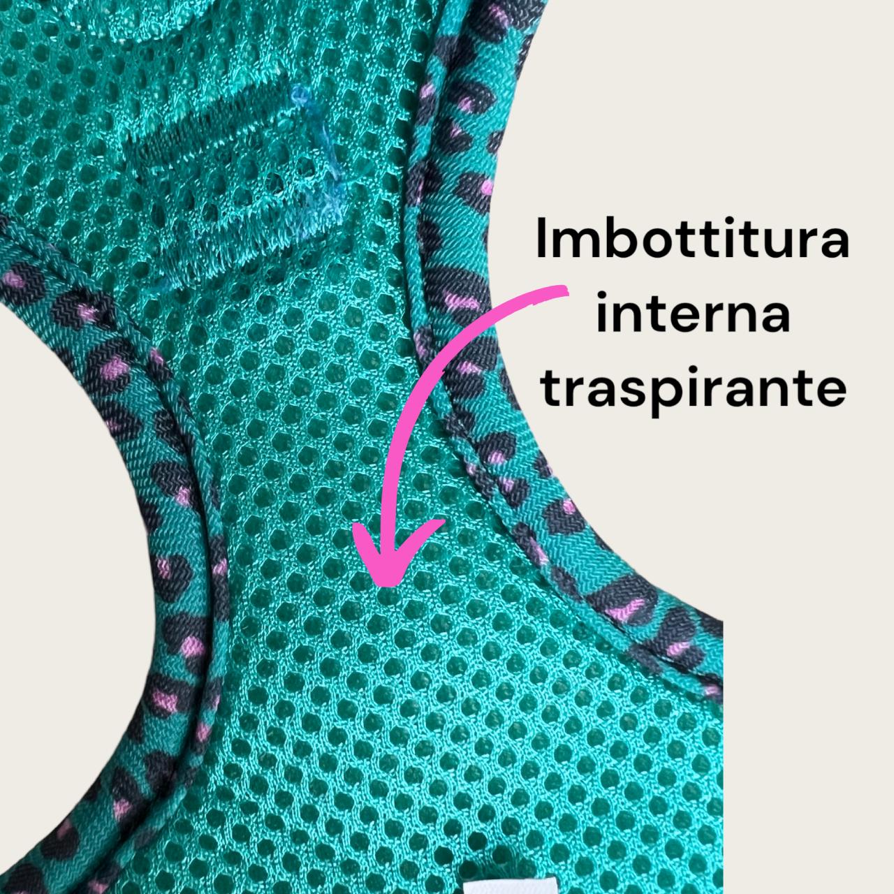 Pettorina ad H Regolabile Aqua Leopard