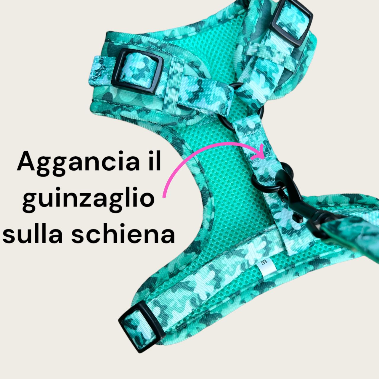 Set Pettorina ad H Regolabile e Guinzaglio Green Camo