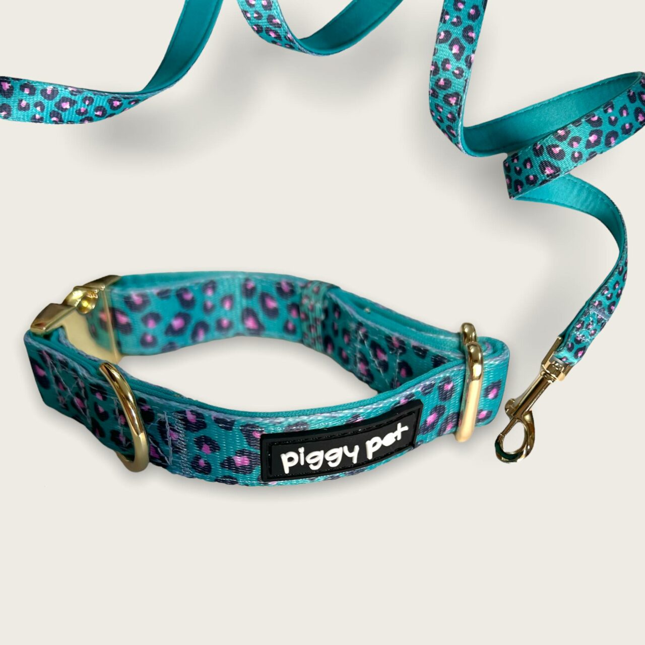 Set Collare e Guinzaglio Aqua Leopard