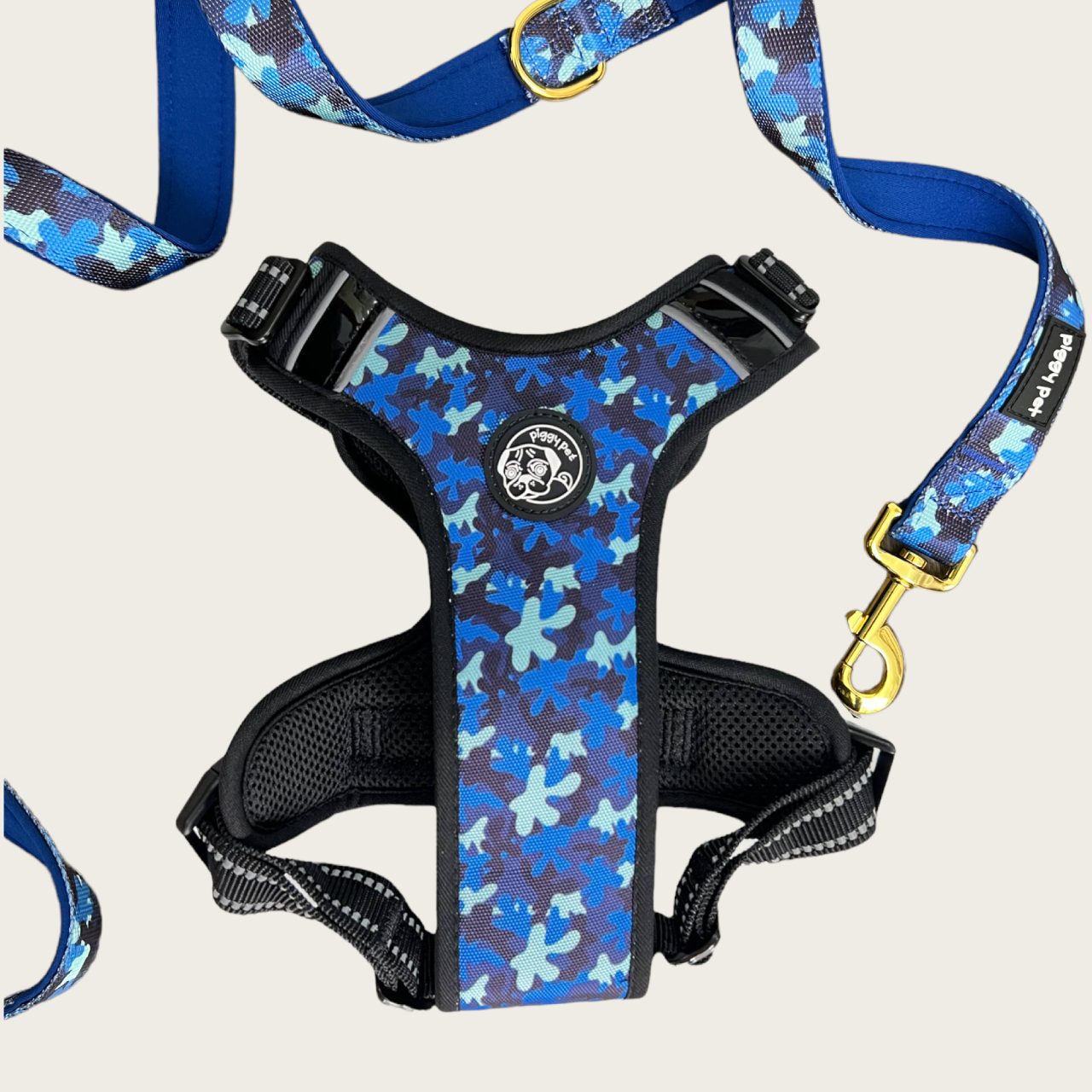 Set Pettorina con maniglia Blue Camo e guinzaglio