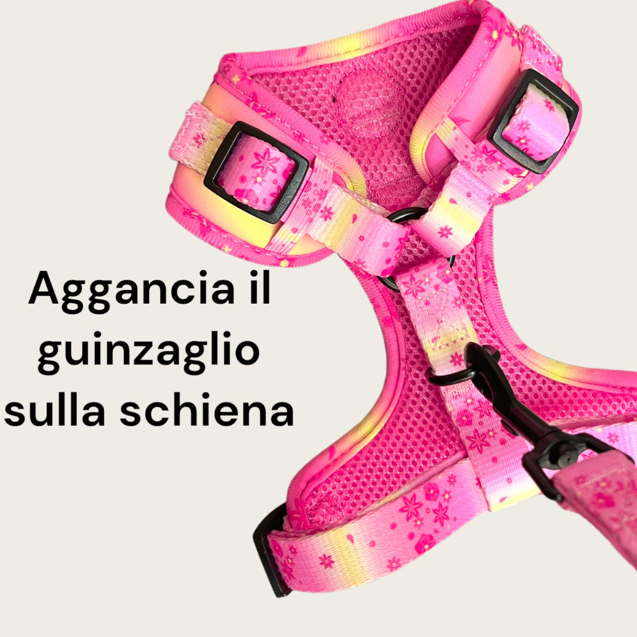 Pettorina ad H Regolabile Flower Power Pink