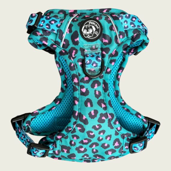Pettorina con maniglia Aqua Leopard