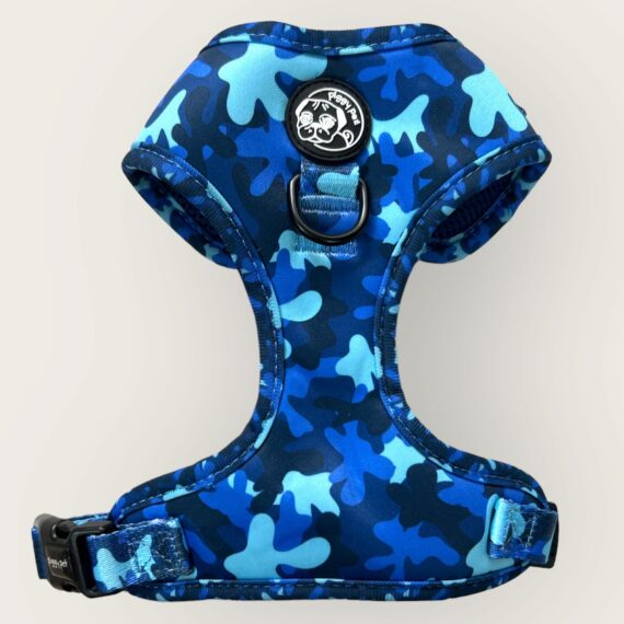 Set Pettorina ad H Regolabile e Guinzaglio Blue Camo