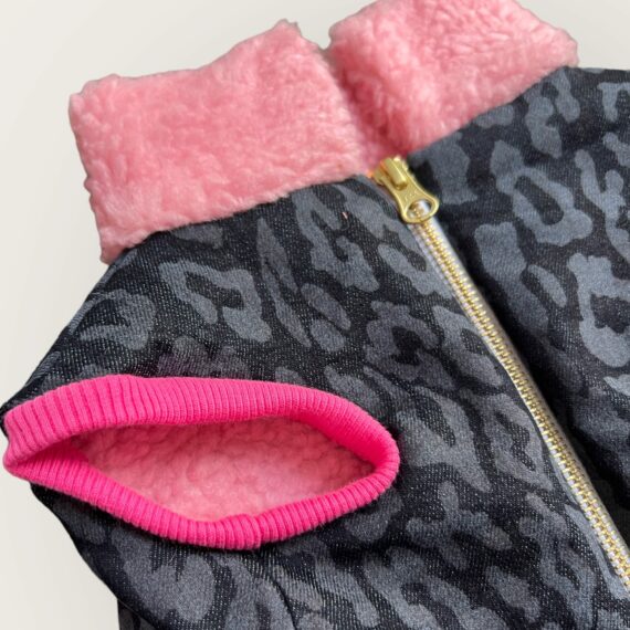 Cappottino Pink Teddy Denim Leopard
