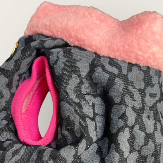 Cappottino Pink Teddy Denim Leopard