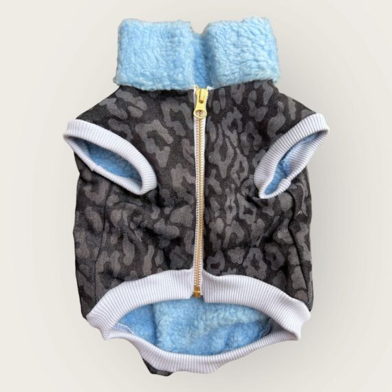 Cappottino Blue Teddy Denim Leopard