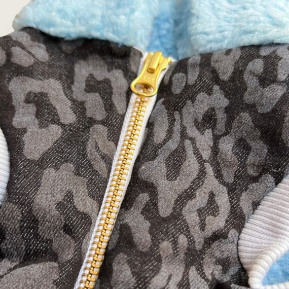 Cappottino Blue Teddy Denim Leopard