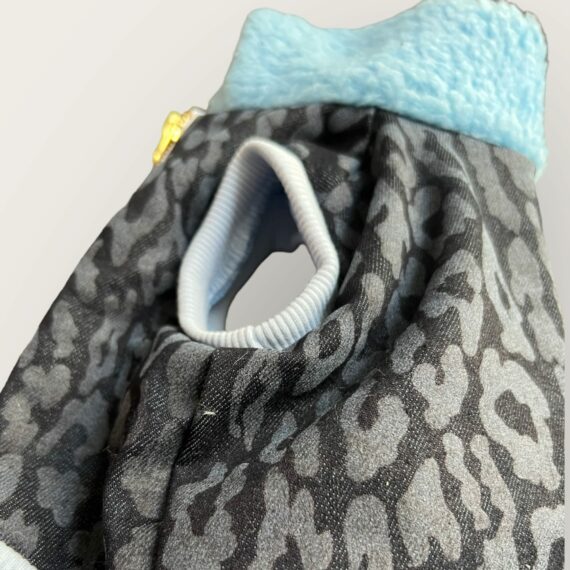 Cappottino Blue Teddy Denim Leopard