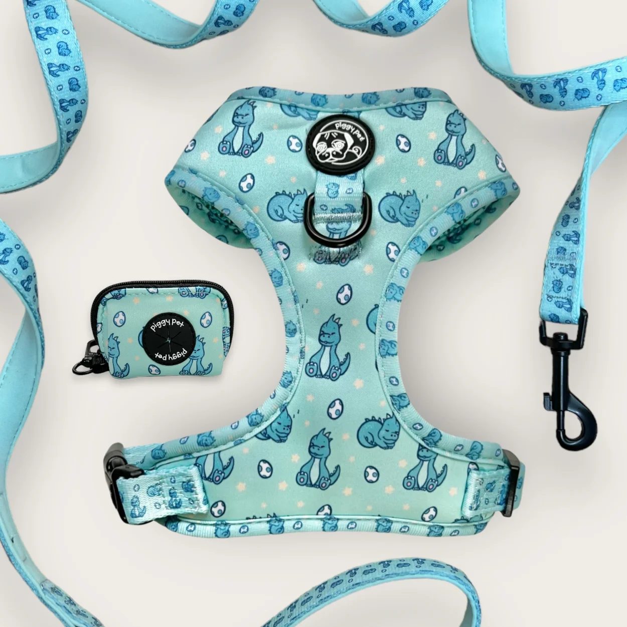 Jurassic Dream Adjustable H-Harness, Leash and Bag Holder Set