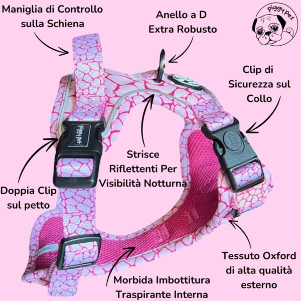 Set Pettorina 3 clip, Guinzaglio e Porta Sacchetti Rosy Marble Set Pettorina 3 clip, Guinzaglio e Porta Sacchetti Rosy Marble