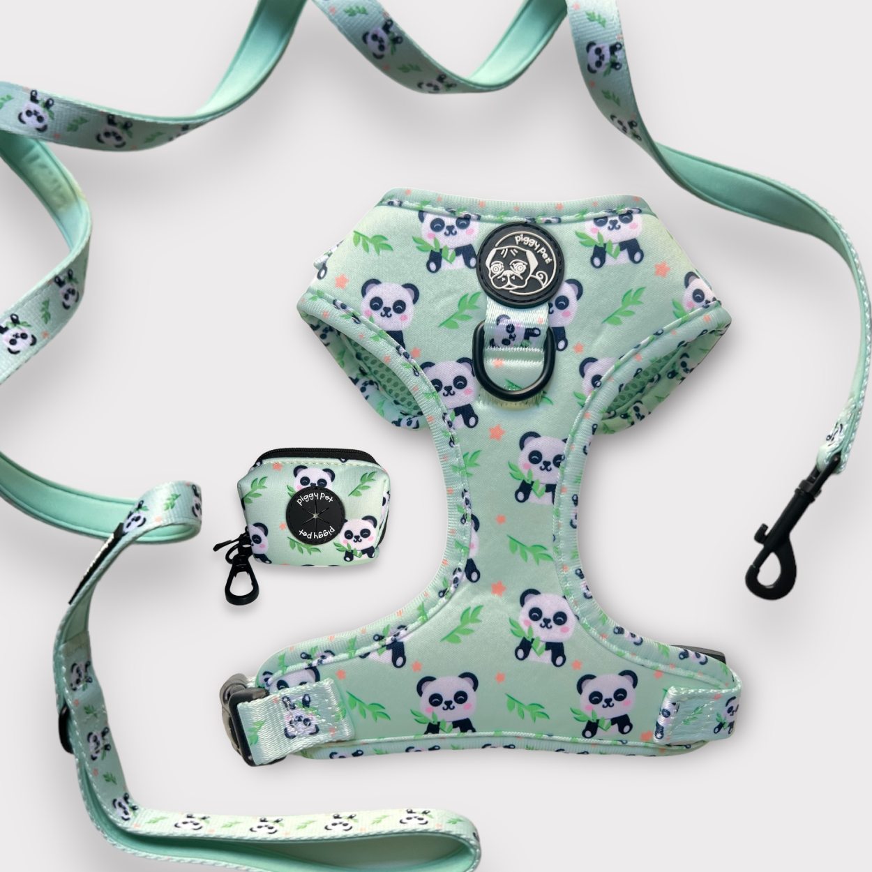 Set Pettorina ad H Regolabile, Guinzaglio e Porta Sacchetti Panda Zen