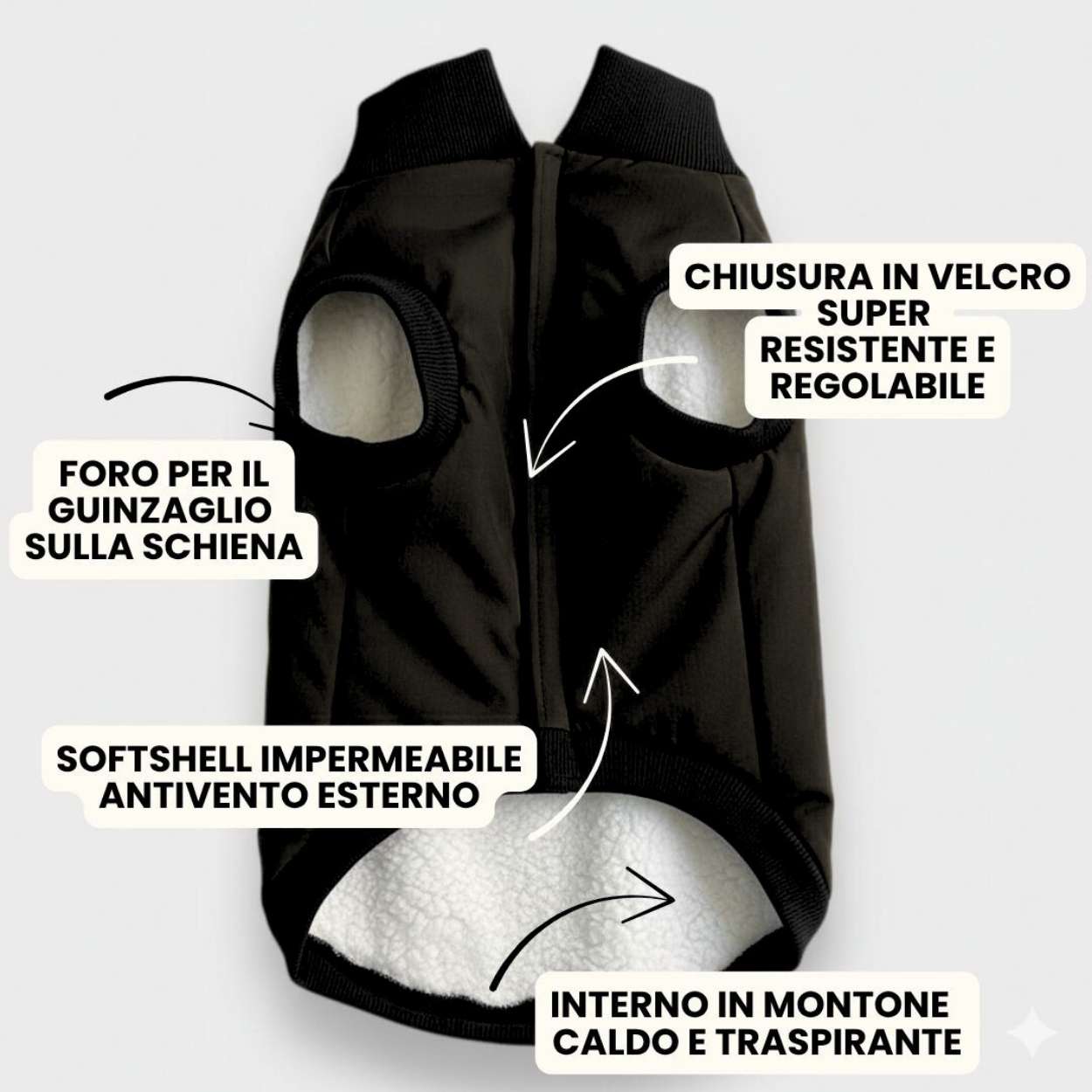 Cappottino Invernale Impermeabile Nero