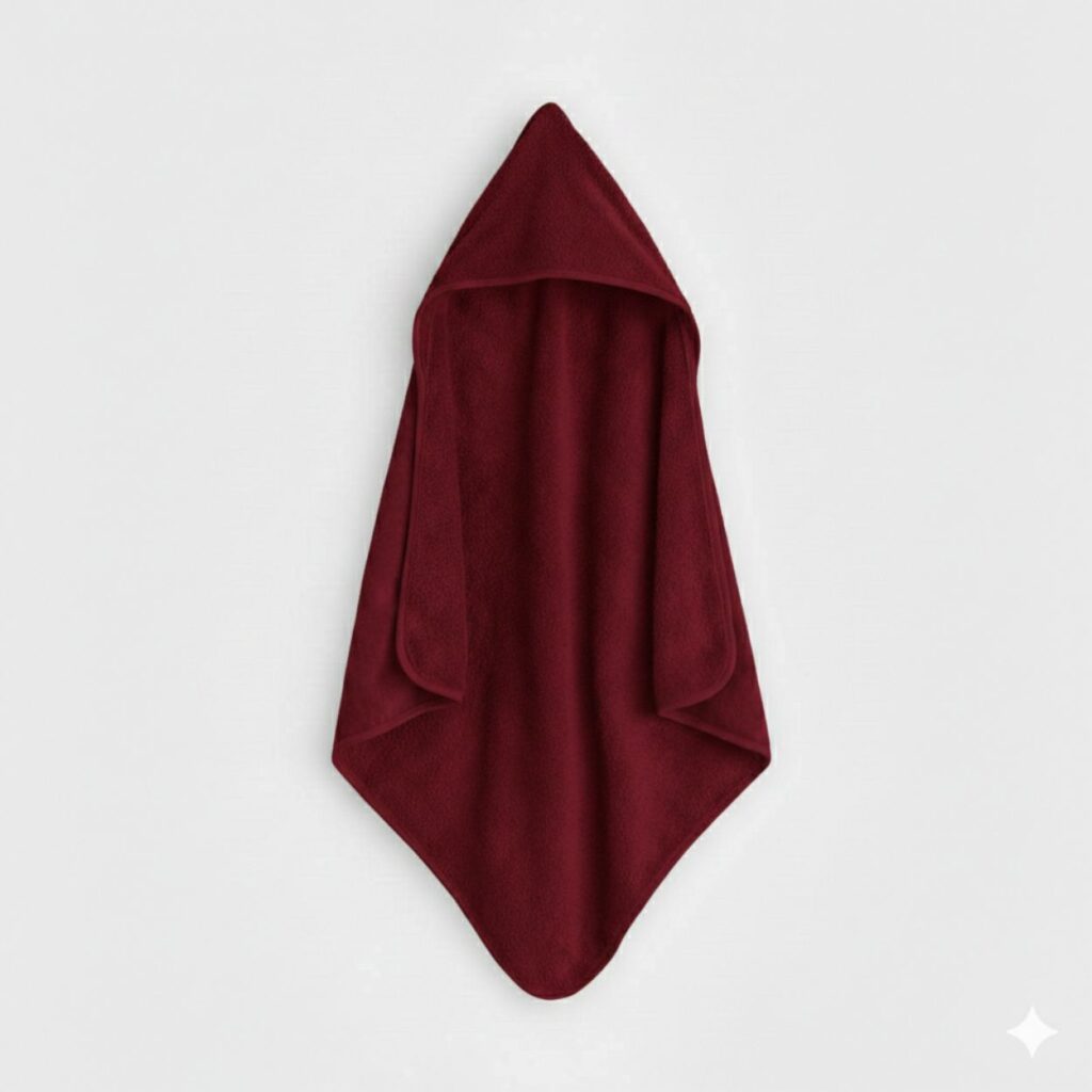 Asciugamano Poncho in Spugna di Cotone Bordeaux