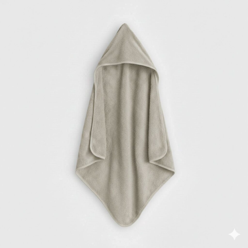 Asciugamano Poncho in Spugna di Cotone Tortora