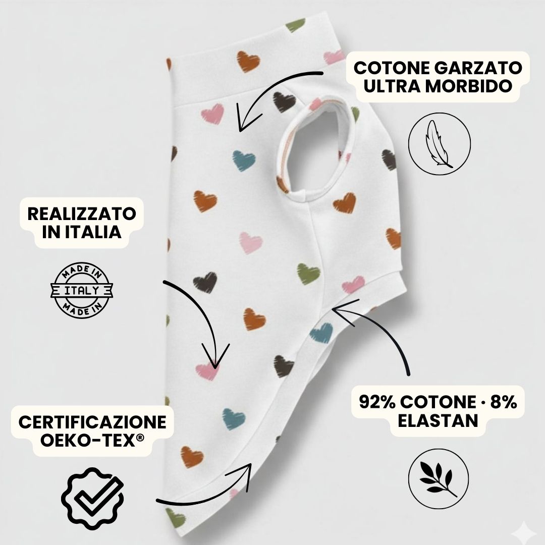 Felpa Cotone Cuoricini Latte