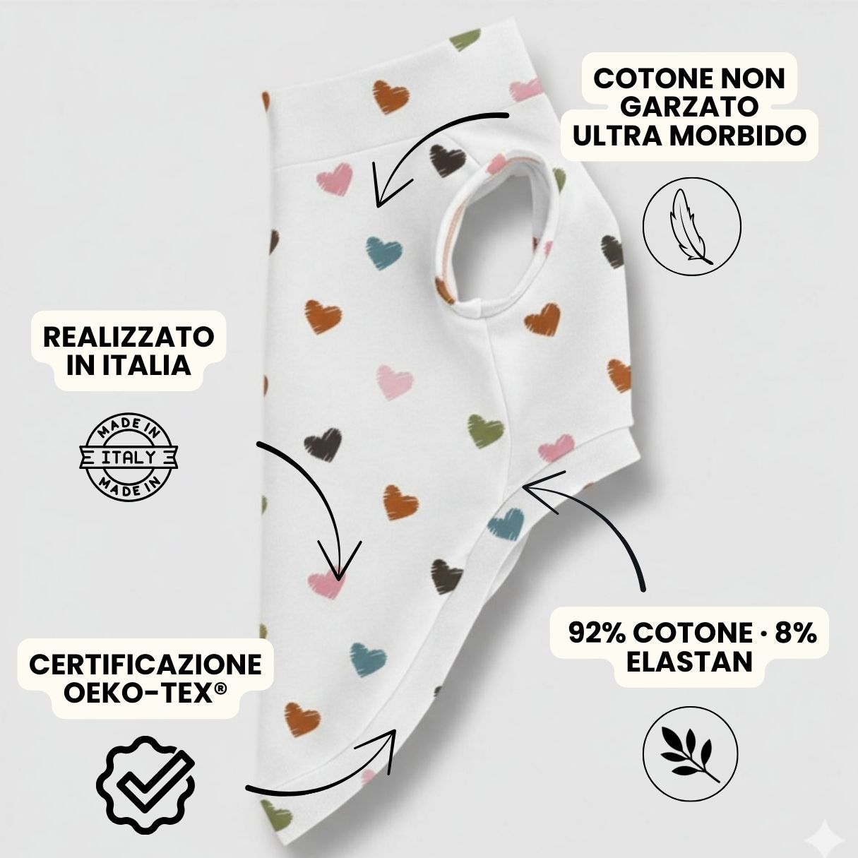 Felpa Cotone Primavera Cuoricini Latte FL