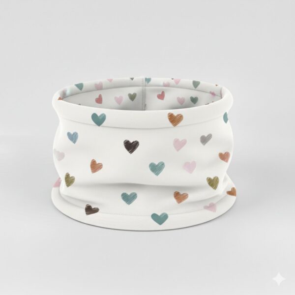 Scaldacollo Felpa di Cotone Cuoricini Latte