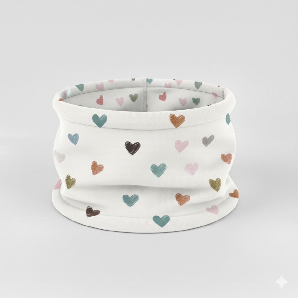 Scaldacollo Felpa di Cotone Cuoricini Latte