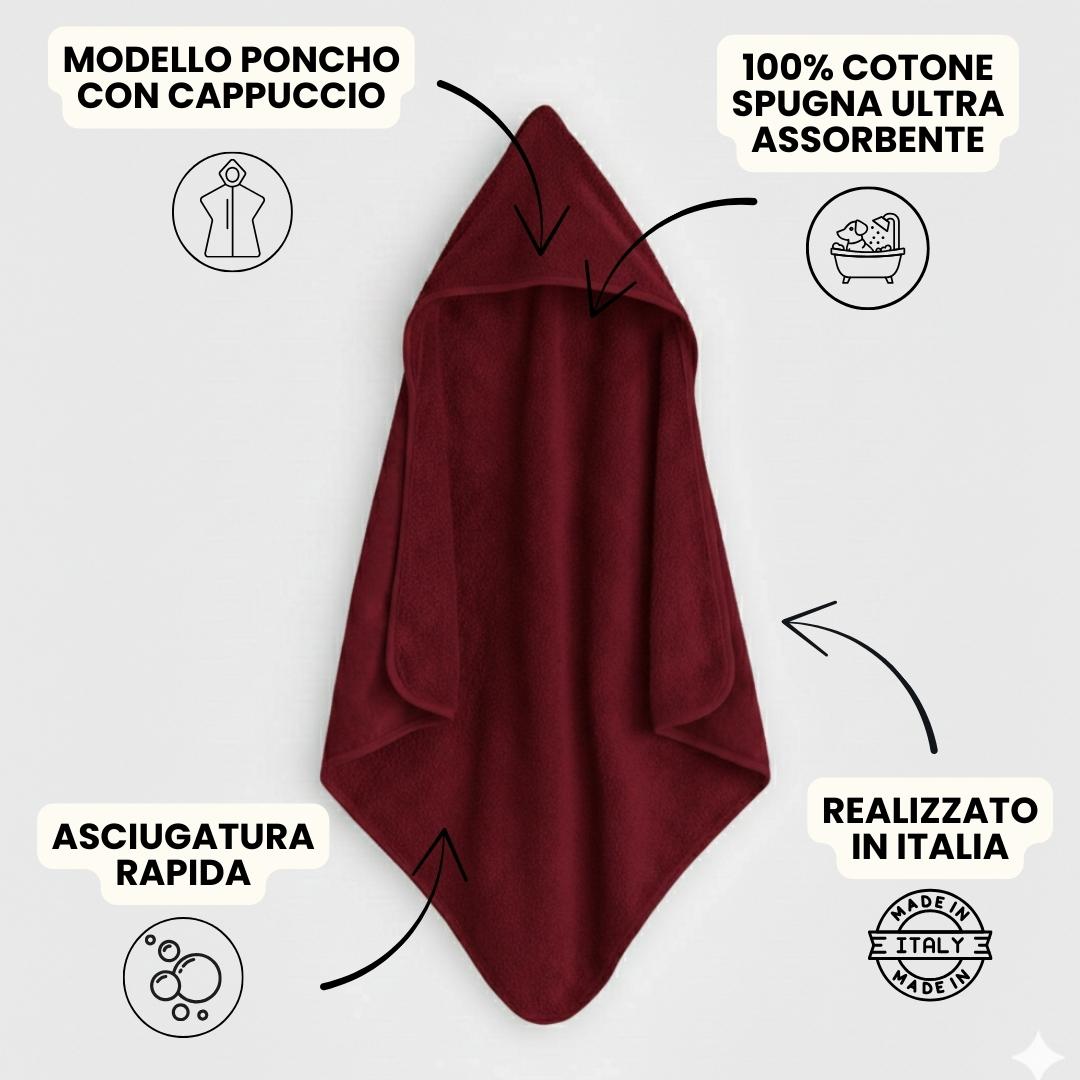Asciugamano Poncho in Spugna di Cotone Bordeaux