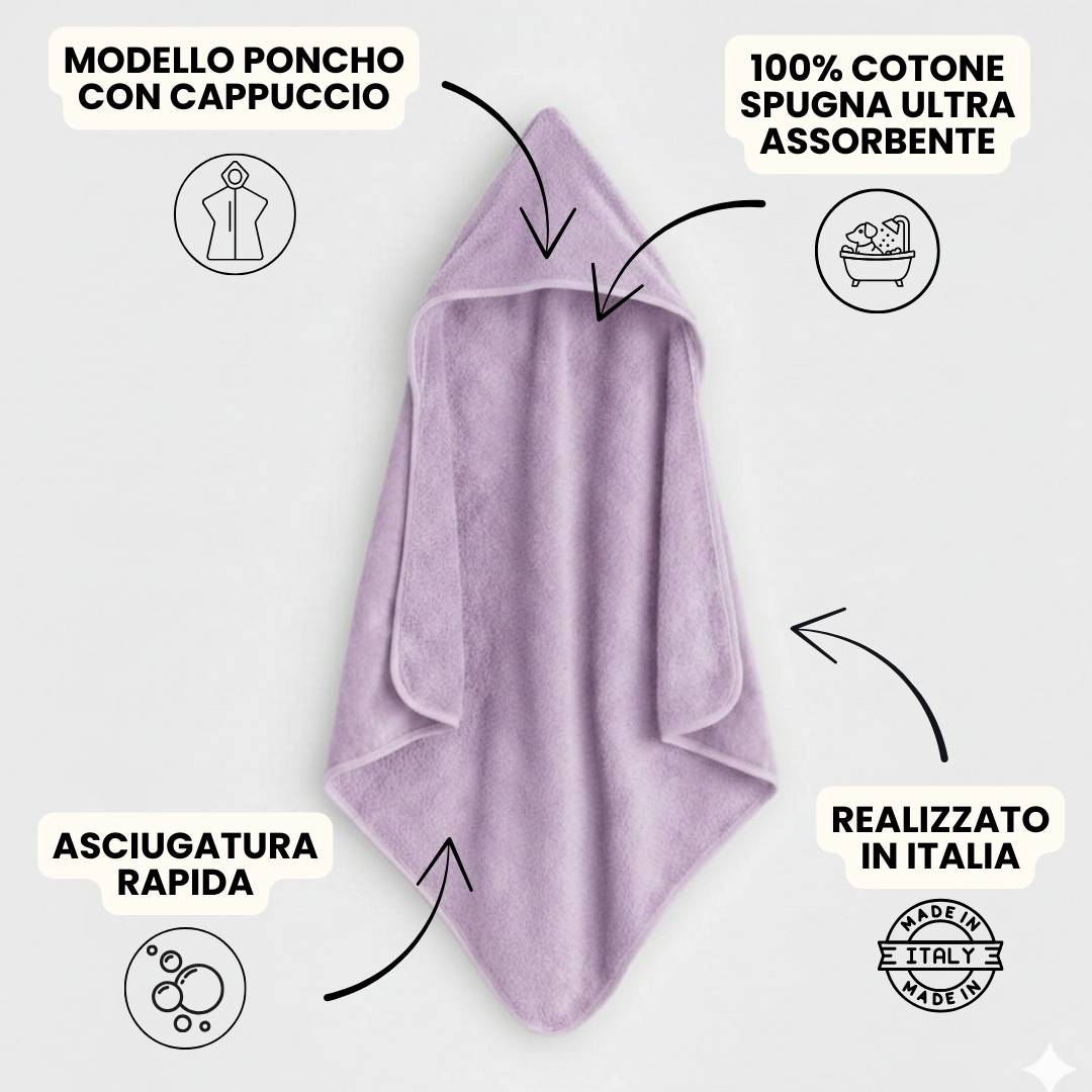 Asciugamano Poncho in Spugna di Cotone Lilla