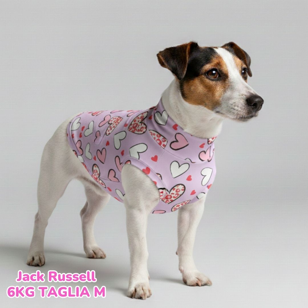 Maglietta Cotone Cuori Leopardati