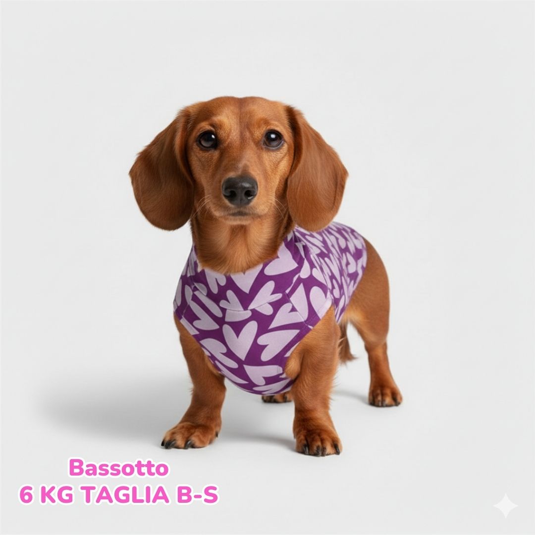 Maglietta Cotone Cuori Viola