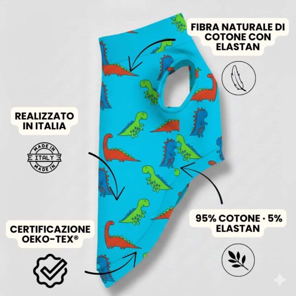 Maglietta Cotone Dino Blu Maglietta Cotone Dino Blu