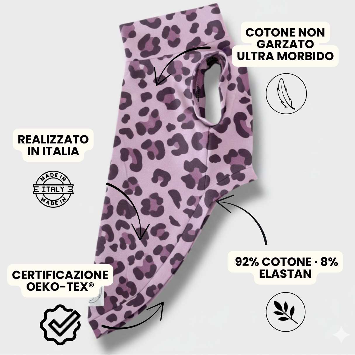 Felpa Cotone Primavera Violet Leopard