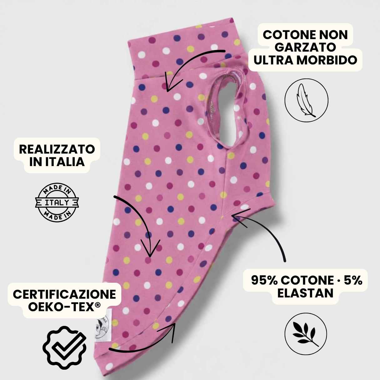 Felpa Cotone Pois Rosa