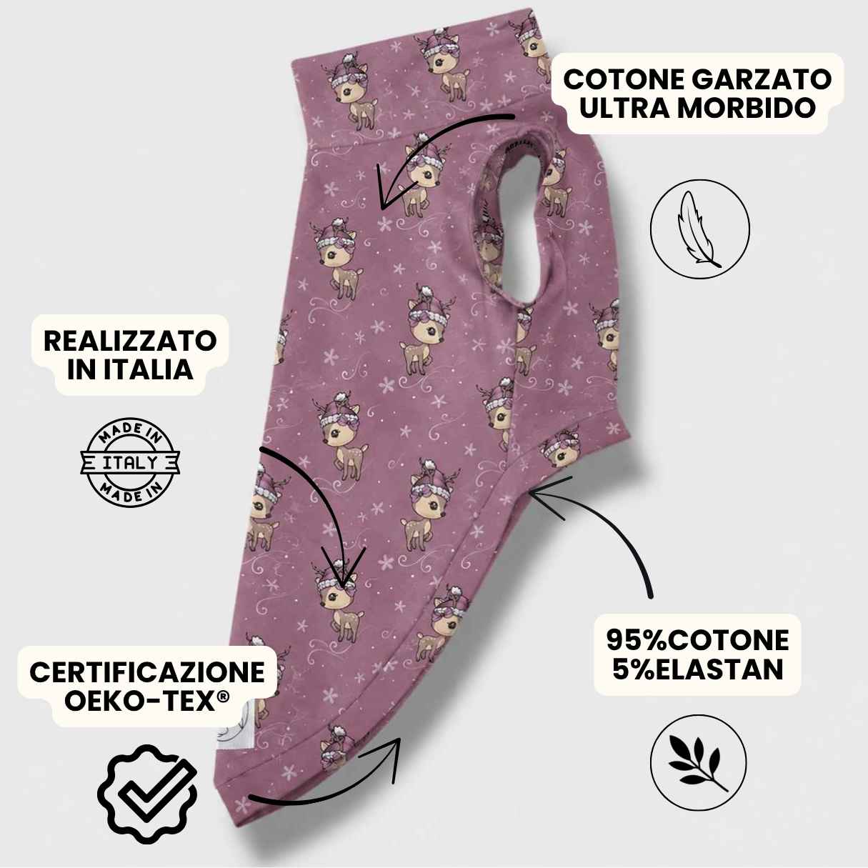 Felpa Cotone Garzato Cerbiatti